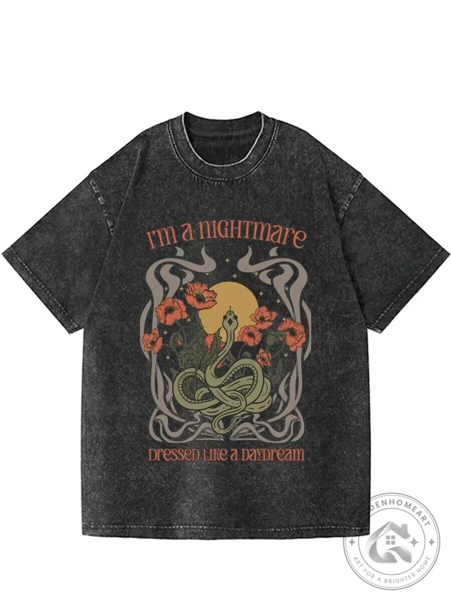 I'm A Nightmare Dressed Like A Daydream Snake And Floral Washed T-Shirt