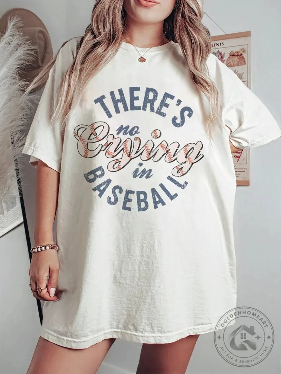 There's No Crying In Baseball Vintage Style Graphic T-Shirt