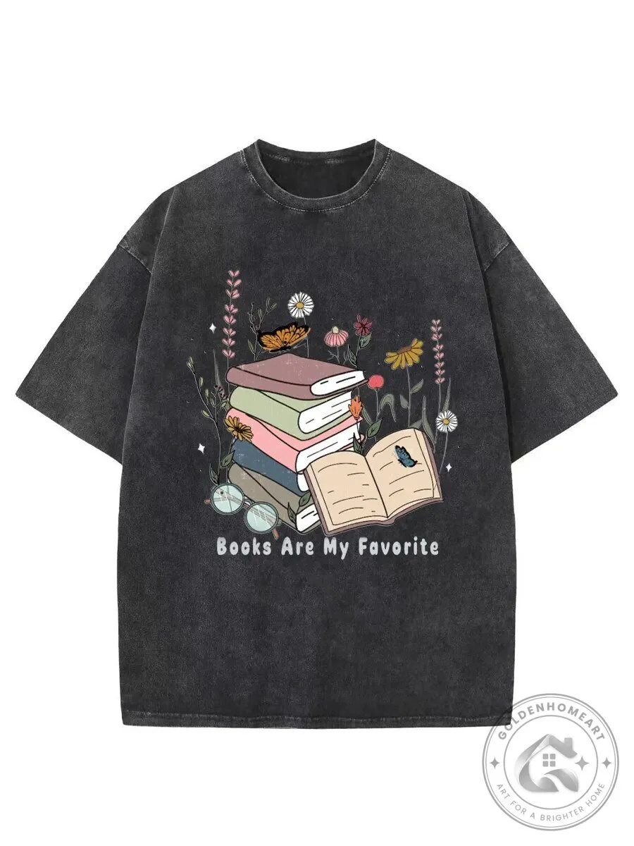 Books Are My Favorite Vintage Washed Graphic T-Shirt for Book Lovers